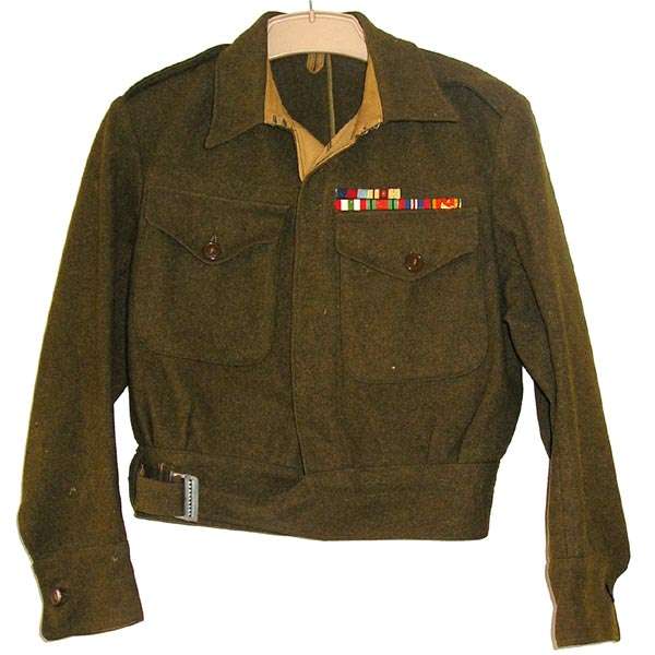 Original WW2 Battle Dress Blouse/Tunic USA Pattern 1943 with Medal Ribbons -  JA Phillips, NMR