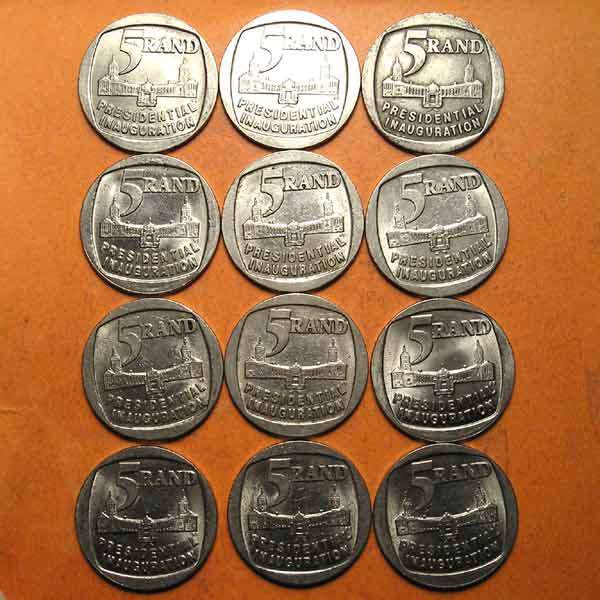 Twelve (x12) Presidential Inauguration 5 Rand Coins * Bid per coin to take all 12 *