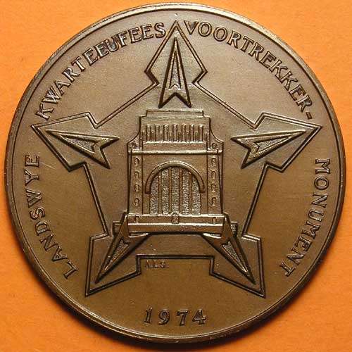 25th Anniversary Voortrekker Monument 1974 Cased Bronze Medal