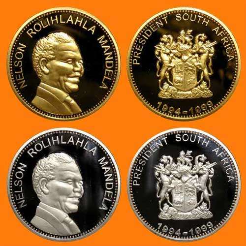 Nelson Mandela: Pair of Cased Crown-Sized Medallions.