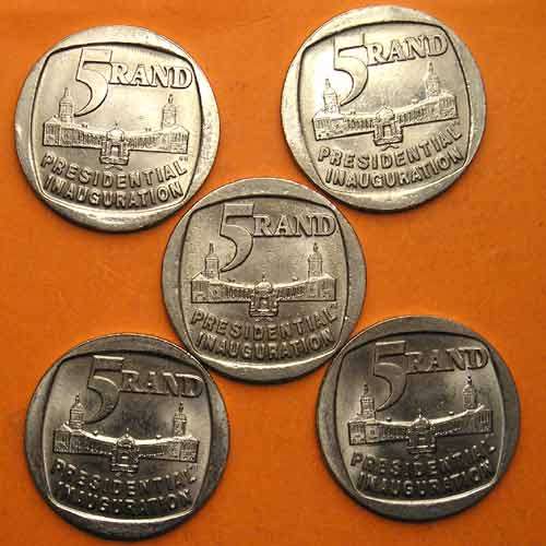 RSA: 1994 Mandela Inauguration R5 * HIGH GRADE * (5 available)