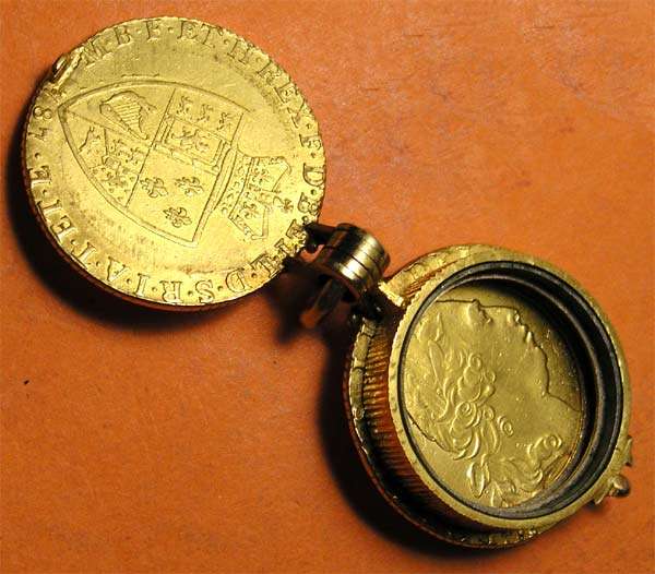 18th Century: Two British Gold Guineas Made into a Locket