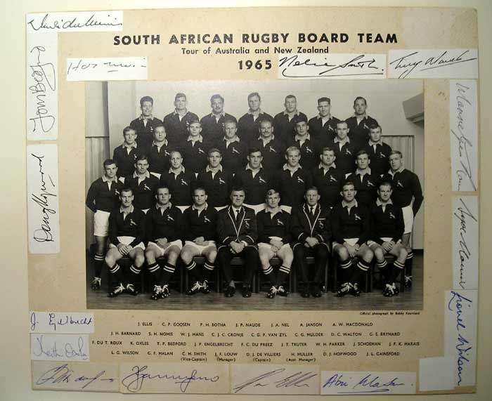 1965 SA Rugby Tour Australia & N.Z. Team Photo - 15 Original Signatures