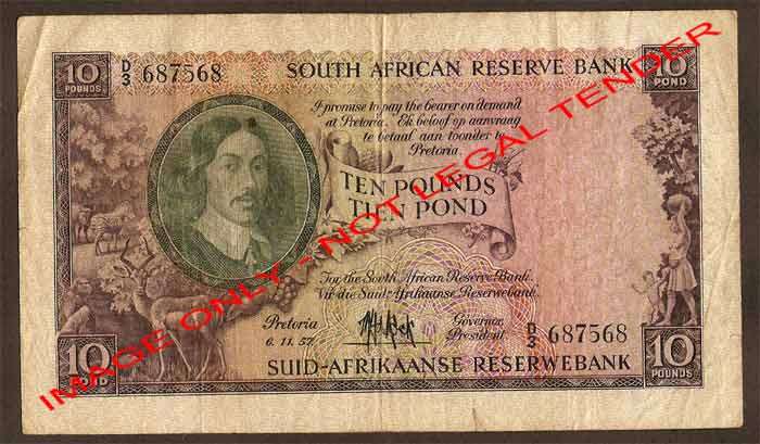Ten Pound Banknote 1957 MH de Kock