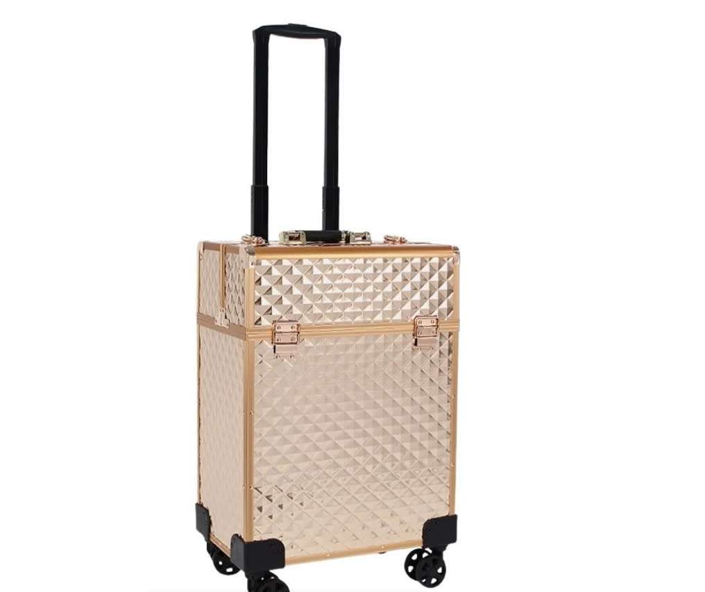 Pro Rolling Makeup Trolley Case Salon Beauty Nail Artist Train Case Y187 - Gold