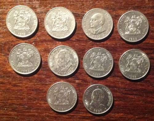 Early SA R1 coins - all different dates (x 10)