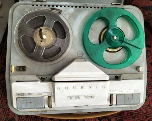 Vintage Grundig tape recorder with microphone