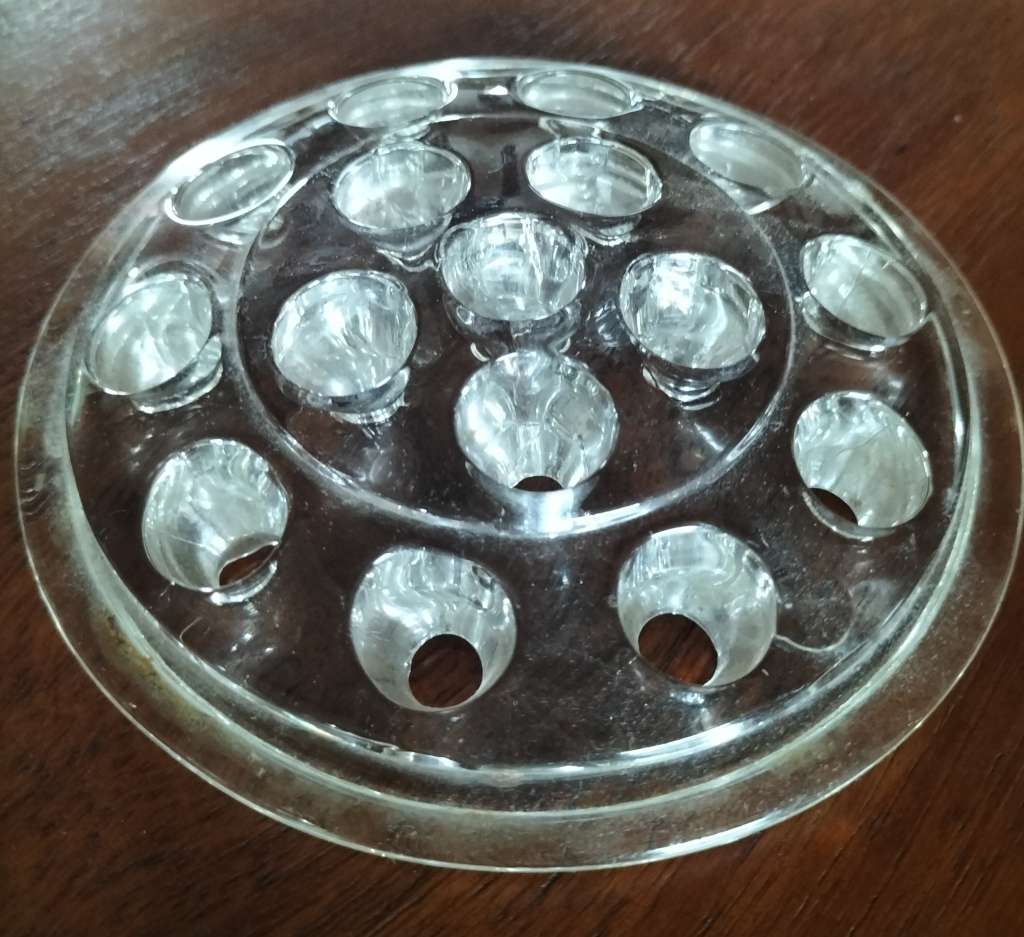 Vintage flat glass flower frog