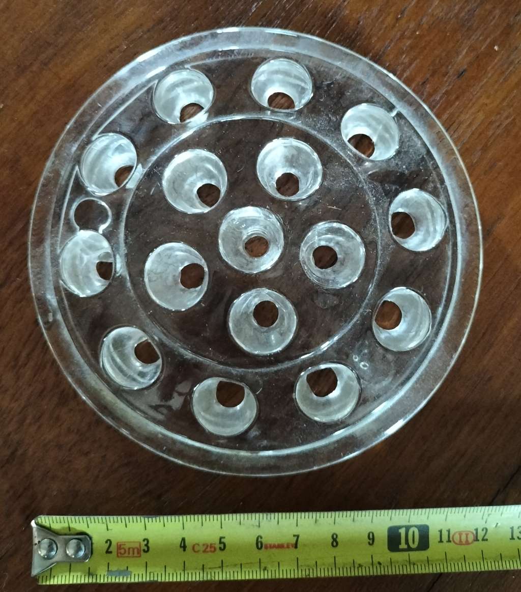 Vintage flat glass flower frog