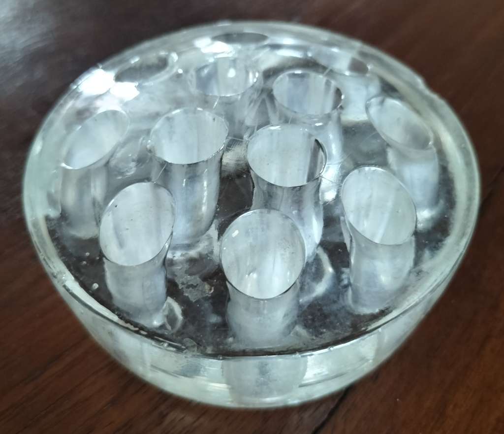 Vintage glass flower frog (with flaws)