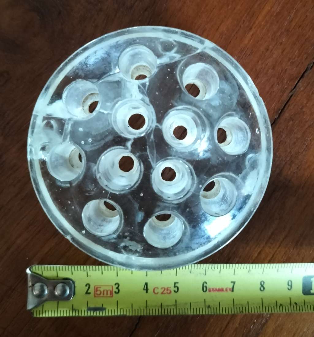 Vintage glass flower frog (with flaws)