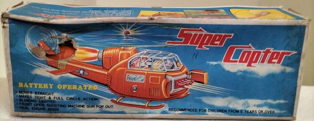 Vintage Battery Operated Plastic Helicopter (New old stock) working
