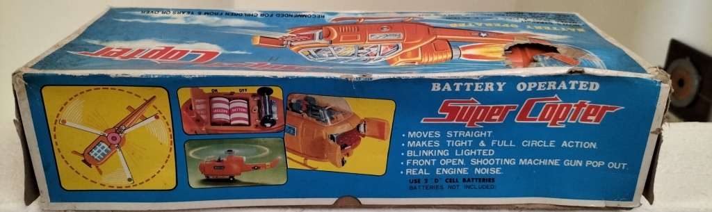 Vintage Battery Operated Plastic Helicopter (New old stock) working