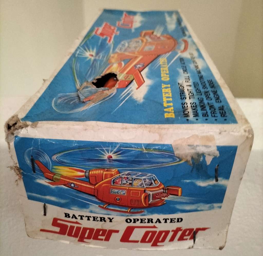 Vintage Battery Operated Plastic Helicopter (New old stock) working