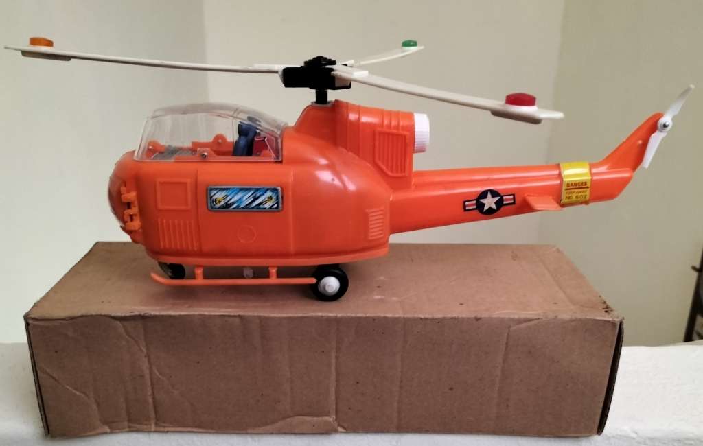 Vintage Battery Operated Plastic Helicopter (New old stock) working
