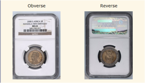 2008 Mandela 90th Birthday  R5 NGC Graded - MS65