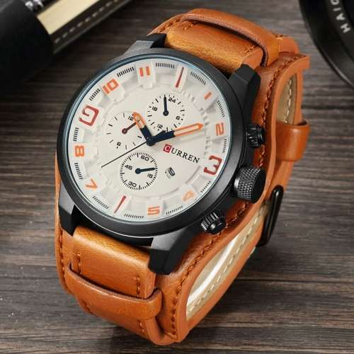 Curren Mens Luxury Quality Watch {Blk/Red, Tan/White, Brown/Black}  (No WatchBox)