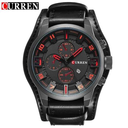 Curren Mens Luxury Quality Watch {Blk/Red, Tan/White, Brown/Black}  (No WatchBox)