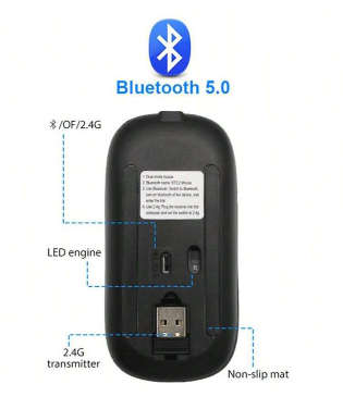 Bluetooth v5.2/Wireless Receiver Dual-Mode Rechargeable Wireless Mouse With RGB Light
