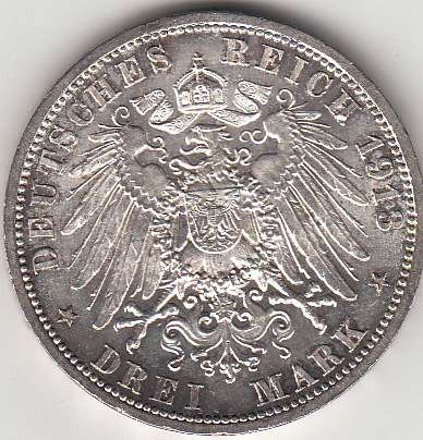 Germany Prussia 1913 Three Mark