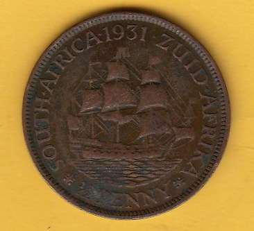 SA Union Bronze 1931 Half Penny