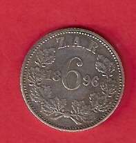 1896 ZAR Kruger Silver 6 Pence