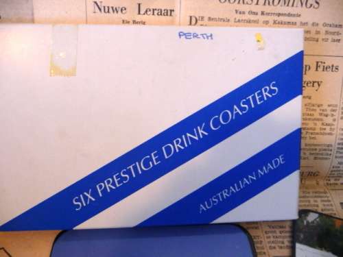 Six Vintage Prestige Drink Coaster. Perth, Australian Made.