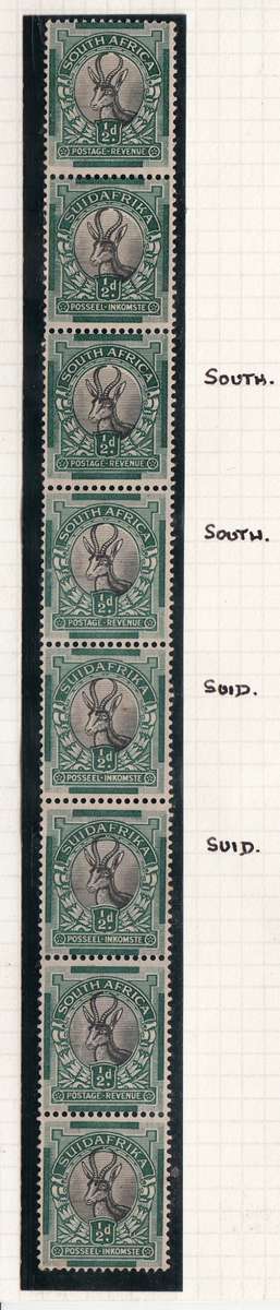 SA 1930 Half Penny coil strip Stamps with odd pattern. Unused