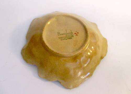 Cute Vintage Brentleigh Ware Staffordshire England Pin dish, raspberry leaf pattern. 12x12cm.