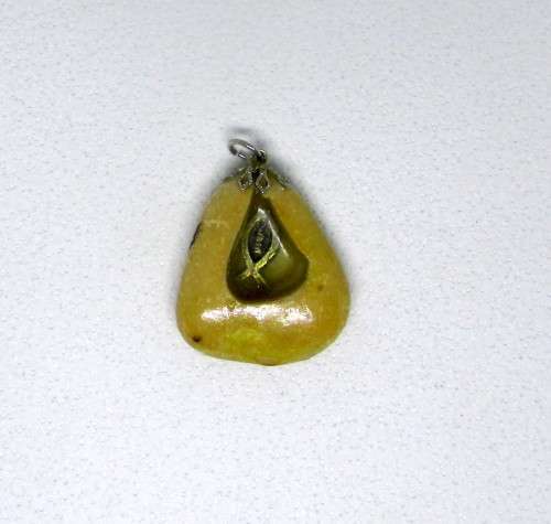 Vintage Jerusalem Stone with Messianic Sea of Galilee Fish Grafted In Pendant. 3cm.