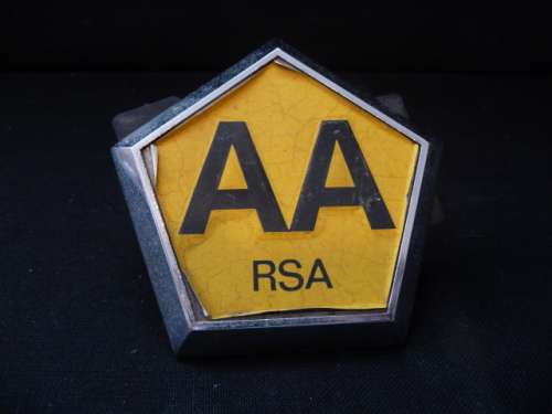 Vintage Pentagonal RSA Automobile Association Bumper badge with fittings. Used, refer to photos.