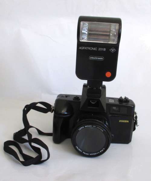 VINTAGE CAMERA AND AGFATRONIC 201B LENS.