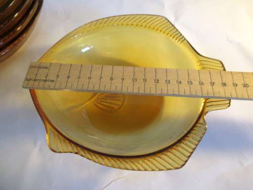 Set of 6 Vintage Amber Glass Fish shaped Asian food Dishes. Made in Indonesia