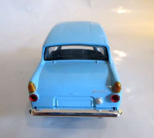 Saico 1/32 Diecast Ford Anglia 105e in Blue With Pull Back Motor. Excellent Condition.