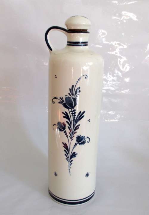 Delft Blue Porcelain Bols Brandy Decanter. Handmade Holland. Dated. Still filled with Brandy. 28cm