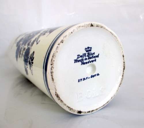 Delft Blue Porcelain BOLS Brandy Decanter.  Handmade Holland.  Marked. 28cm high.