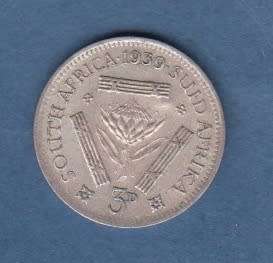 1939 Silver SA Union Tickey. Variety - No Riding on obverse