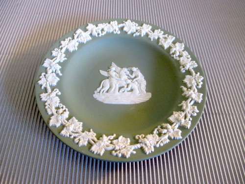 Vintage Wedgwood Jasperware Light Green Pin Dish