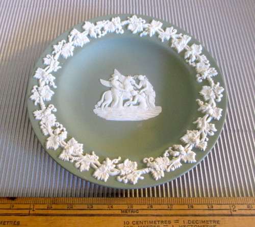 Vintage Wedgwood Jasperware Light Green Pin Dish