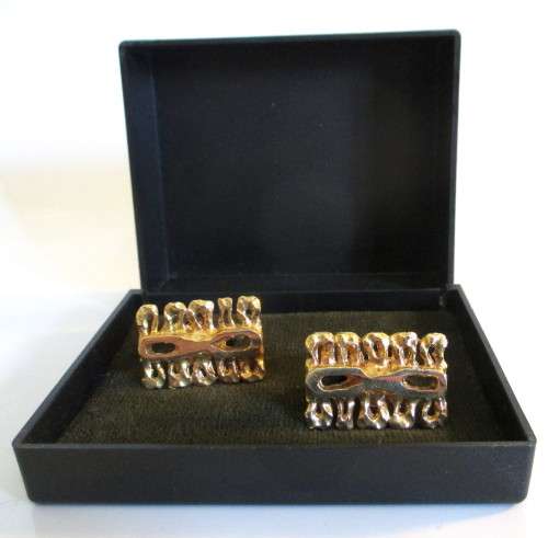 Vintage Gold Colored Cufflinks in Box.