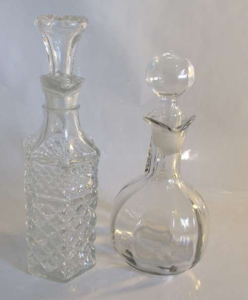 Two Vintage Glass Cruet Table Ware. Viniger and Oil.