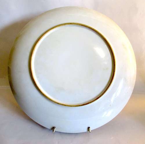 Large Blue Imari Style Plate Ornate Floral Birds Gilt Chinese Japanese Asian Porcelain. 26cm. Spotle