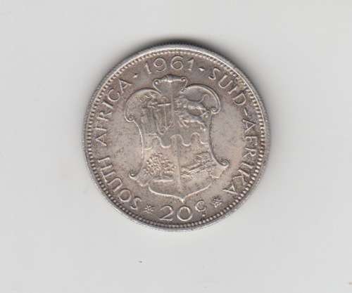 1961 SA Rep Silver 20 Cent Coin