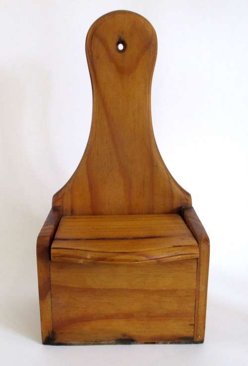 Vintage wooden Wall Salt Holder. 28cm high.