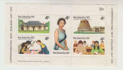 1974 New Zealand Day Her Majesty Queen Elizabeth II Miniture Sheet Fine