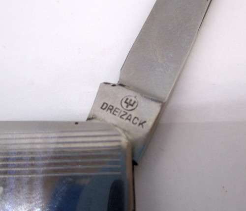 SOLINGEN ROSTFREI 40s Thin Pocket Knife Two Blades, File Stainless Steel. Unused, in Holder.