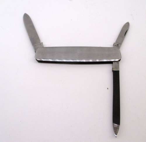 SOLINGEN ROSTFREI 40s Thin Pocket Knife Two Blades, File Stainless Steel. Unused, in Holder.