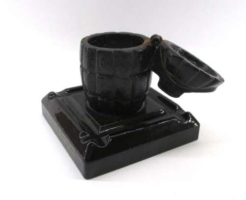 WW1 Hand Grenade Casting 1915, Inkwell/Ash Tray Reg No 651542. Momento. Heavy. 11cm high.
