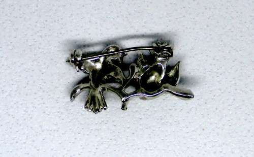 Delightful Little Vintage Art Deco Enamel and Marcasite Blue/Love Birds Brooch Pin