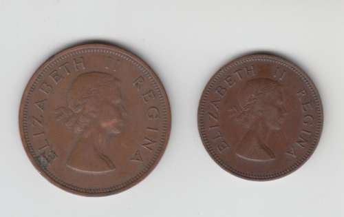1955 Union of South Africa 1Penny and Half Penny.